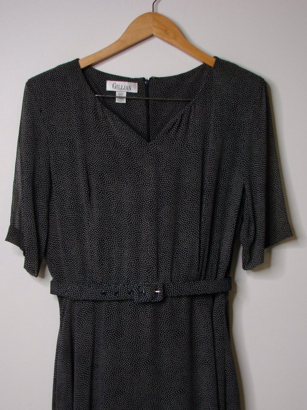 100% Silk Midi Maxi Dress Navy Blue Polka Dots Flowy Wedding Party Tall Medium